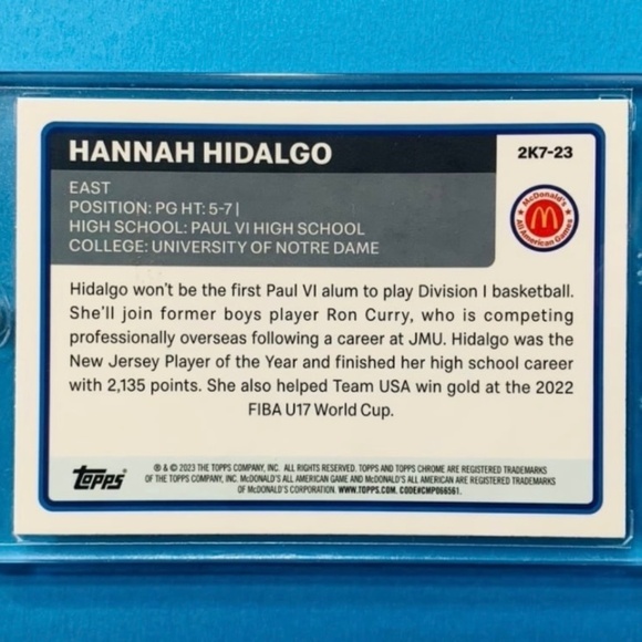 🏀HANNAH HIDALGO ROOKIE BASKETBALL CARD REFRACTOR • 2023 TOPPS CHROME - Picture 2 of 2